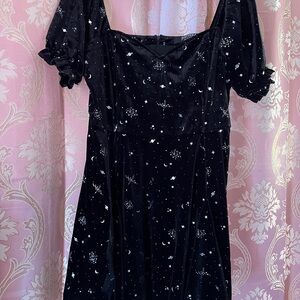 Disturbia Black Velvet Celestial Mini Dress